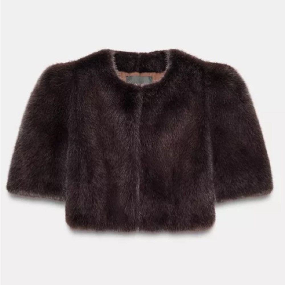 ZARA FAUX FUR JACKET ZW COLLECTION LIMITED EDITION BROWN SMALL - Picture 7 of 9